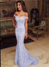 Lavender Tulle Mermaid Off the Shoulder Appliques Prom Dress LBQ2990